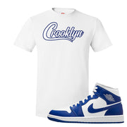 Air Jordan 1 Mid Kentucky Blue T Shirt | Crooklyn, White