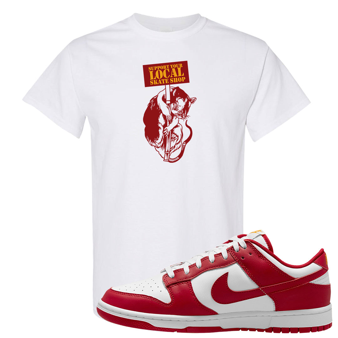 Red White Yellow Low Dunks T Shirt | Support Your Local Skate Shop, White