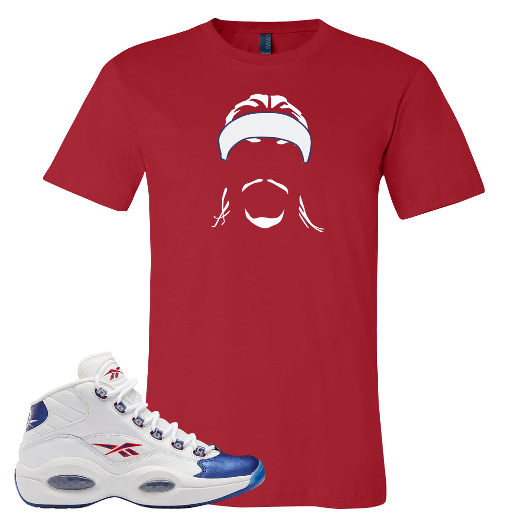 Blue Toe Question Mids T Shirt | Headband Corn Rows, Red