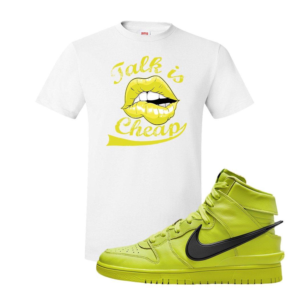 Atomic Green High Dunks T Shirt | Talk Lips, White