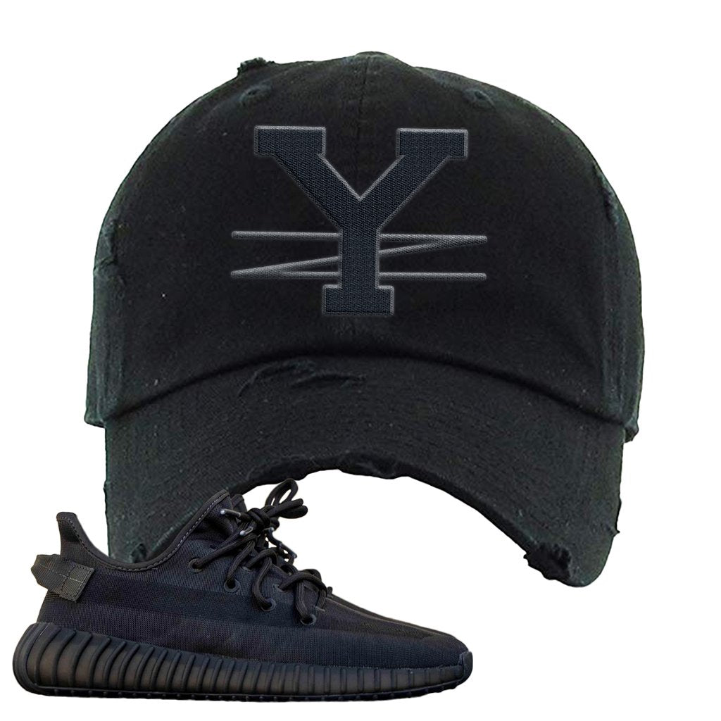Yeezy Boost 350 v2 Mono Cinder Distressed Dad Hat | YZ, Black
