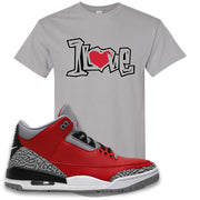 Jordan 3 Red Cement Chicago All-Star Sneaker Gravel T Shirt | Tees to match Jordan 3 All Star Red Cement Shoes | 1 Love