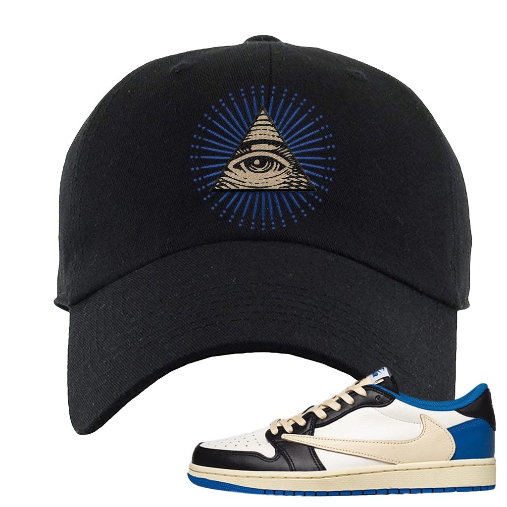 Sail Black Military Blue Shy Pink Low 1s Dad Hat | All Seeing Eye, Black