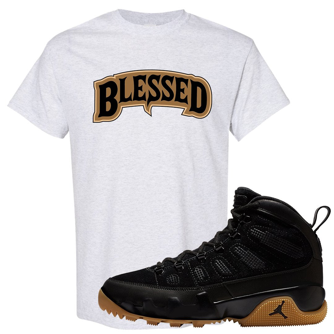 NRG Black Gum Boot 9s T Shirt | Blessed Arch, Ash