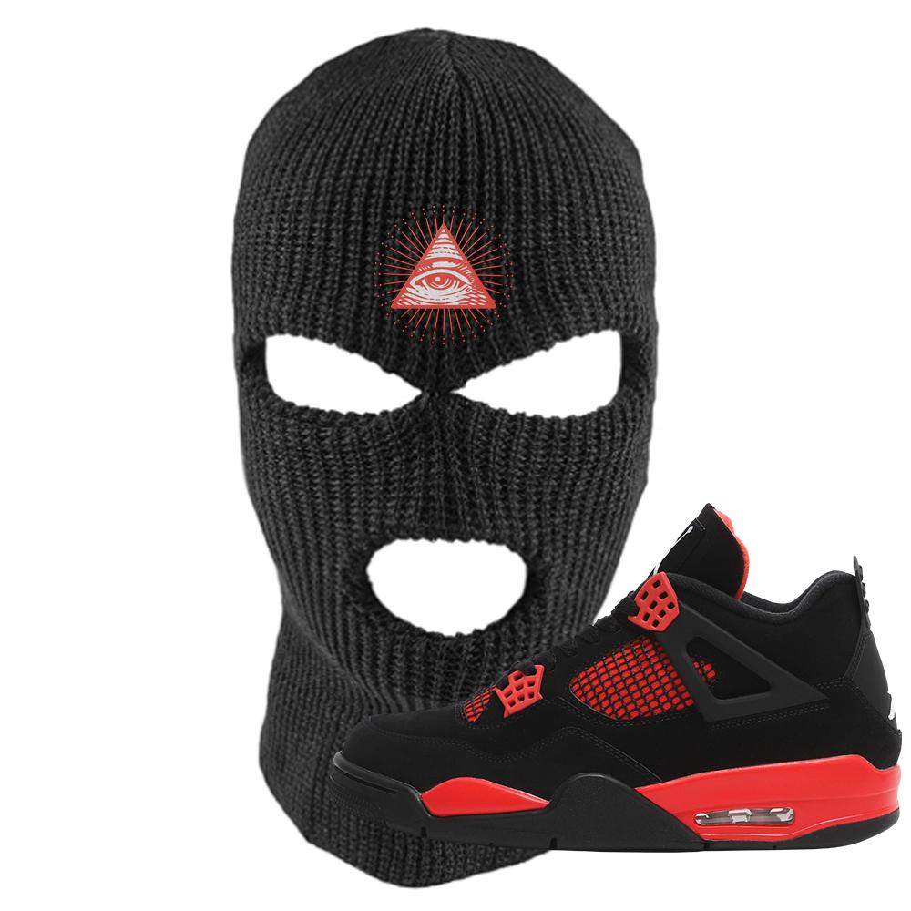Red Thunder 4s Ski Mask | All Seeing Eye, Black