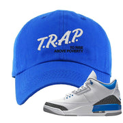 Racer Blue 3s Dad Hat | Trap To Rise Above Poverty, Royal