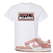 Rose Whisper Low Dunks T Shirt | Dunks N Boards, White