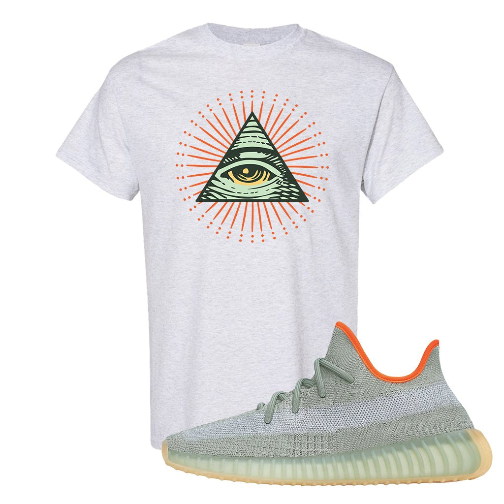 Yeezy 350 V2 Desert Sage Sneaker T Shirt |All Seeing Eye | Ash