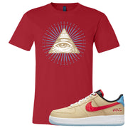 Satellite AF 1s T Shirt | All Seeing Eye, Red