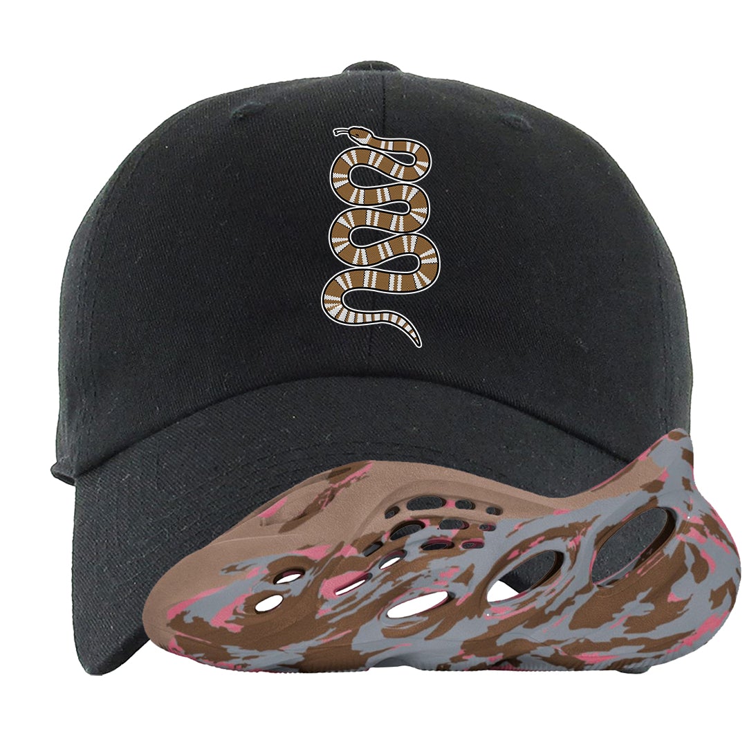 MX Sand Grey Foam Runners Dad Hat | Coiled Snake, Black
