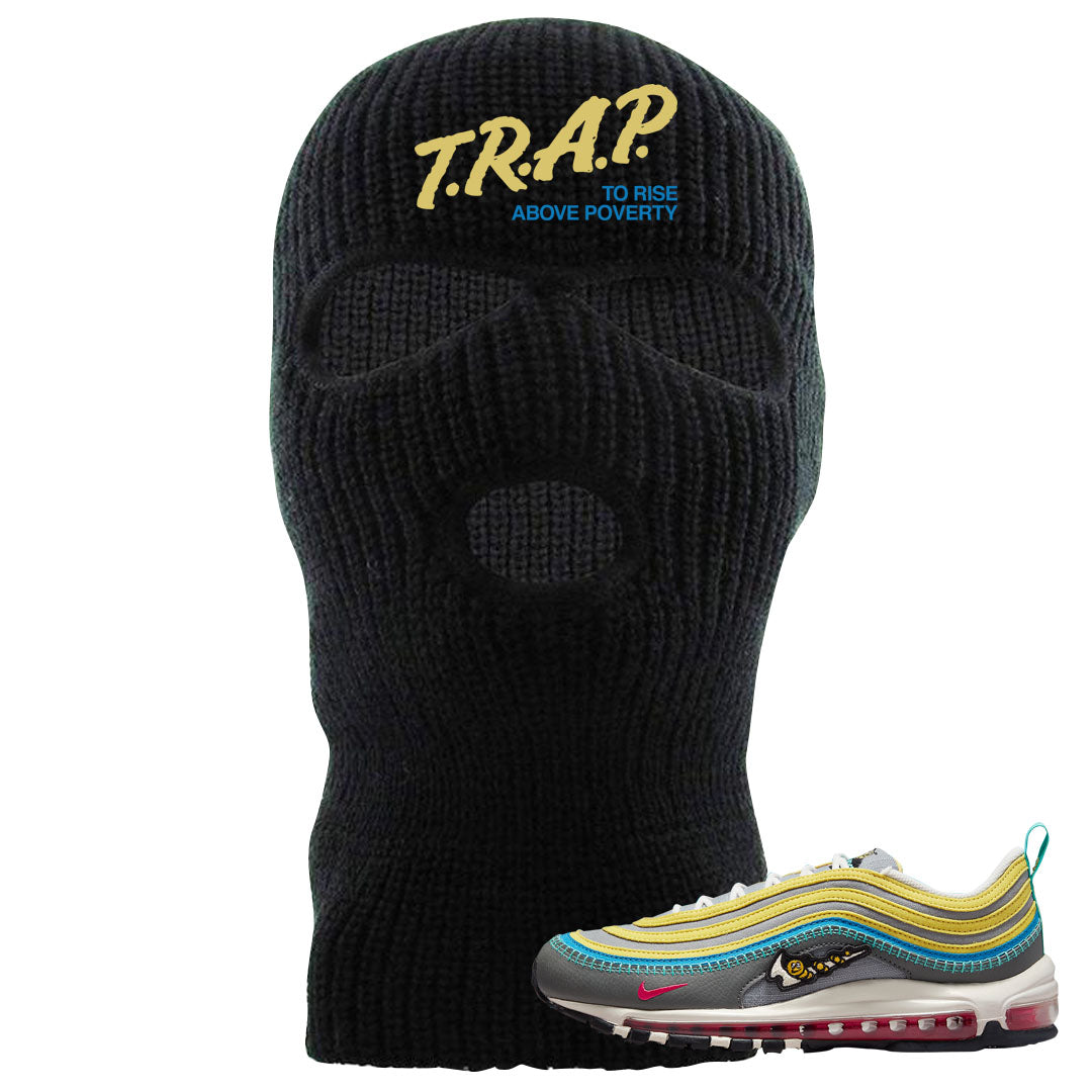 Sprung Yellow 97s Ski Mask | Trap To Rise Above Poverty, Black