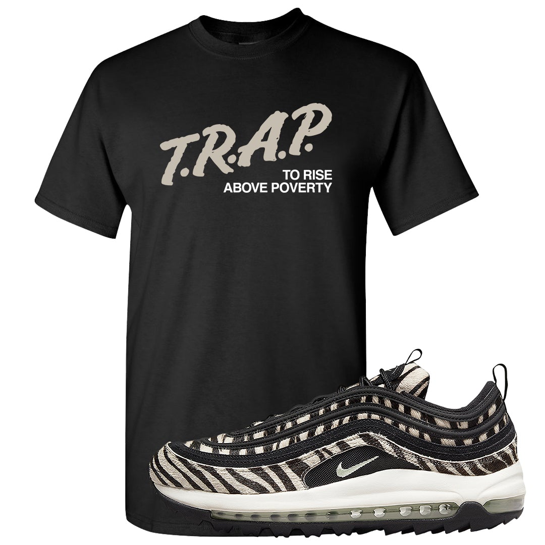 Zebra Golf 97s T Shirt | Trap To Rise Above Poverty, Black