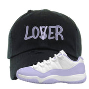 Pure Violet Low 11s Distressed Dad Hat | Lover, Black