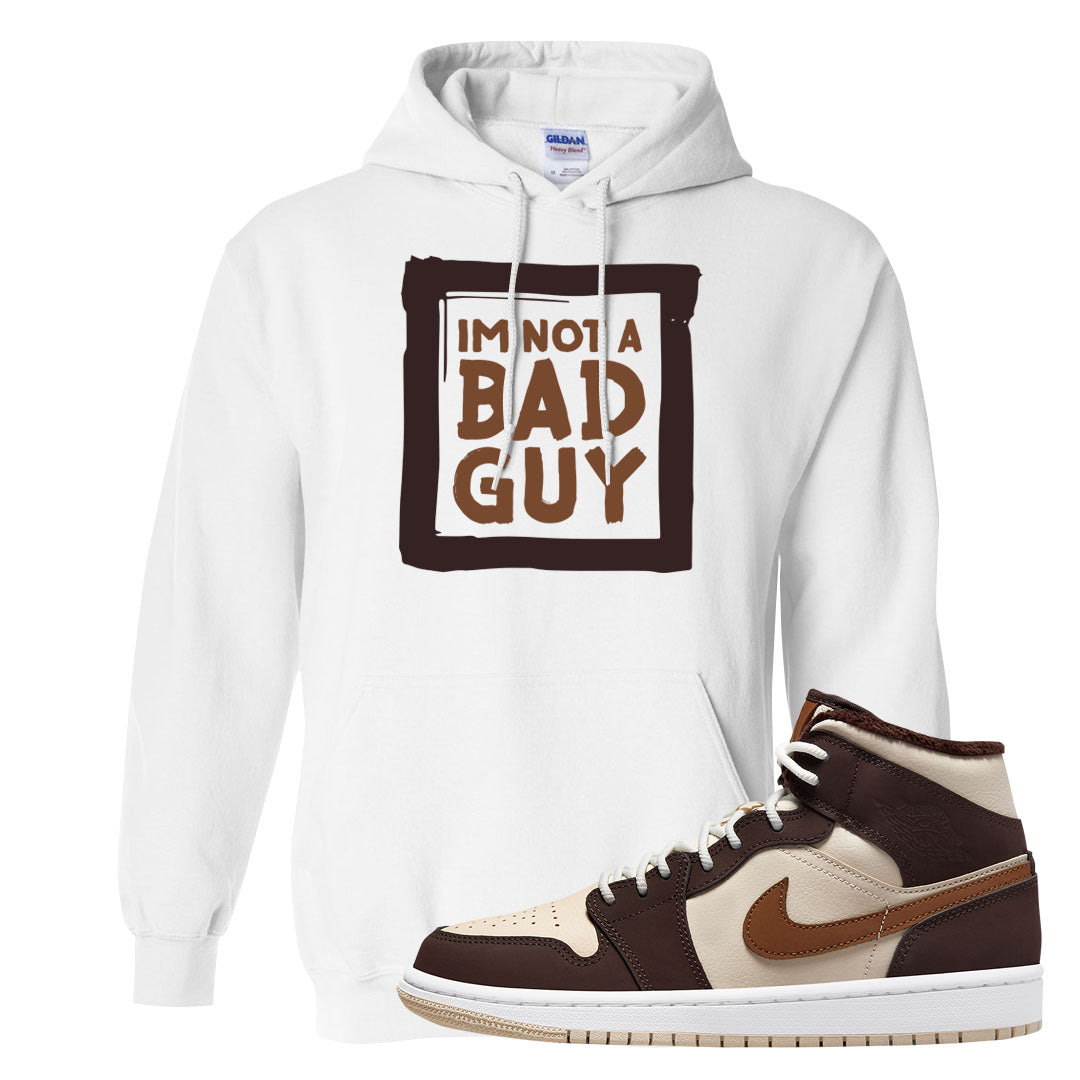 Brown Fleece Mid 1s Hoodie | I'm Not A Bad Guy, White