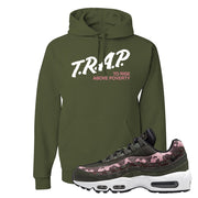 Olive Pink Camo 95s Hoodie | Trap To Rise Above Poverty, Military Green