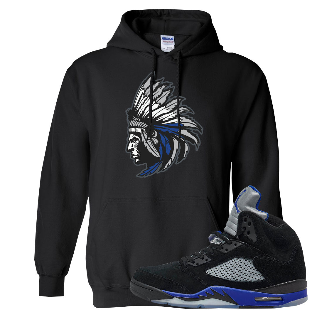 Racer Blue 5s Hoodie | Indian Chief, Black