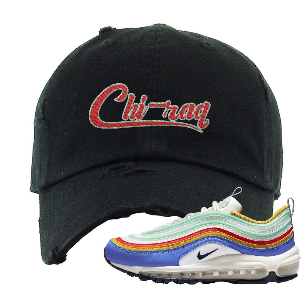 Multicolor 97s Distressed Dad Hat | Chiraq, Black