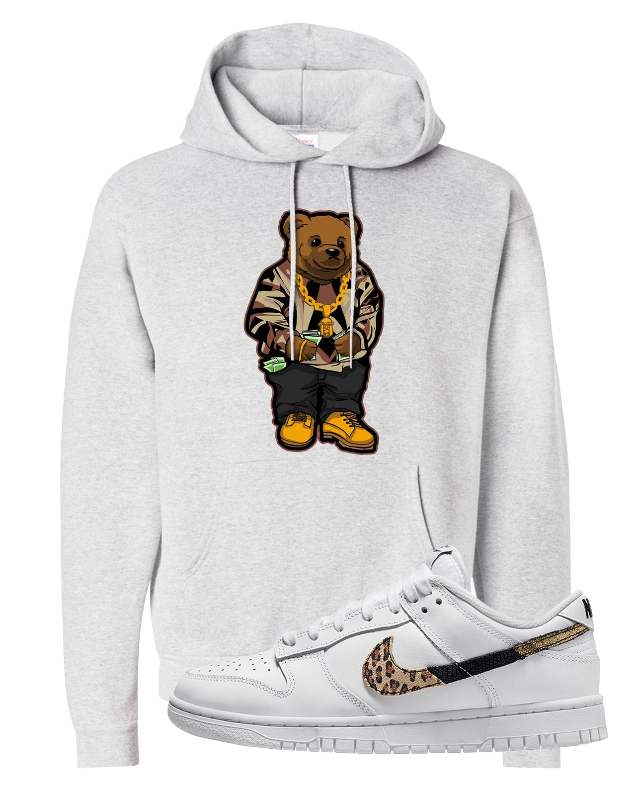 Primal White Leopard Low Dunks Hoodie | Sweater Bear, Ash
