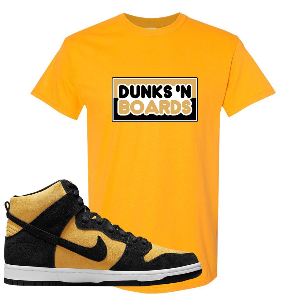 Reverse Goldenrod High Dunks T Shirt | Dunks N Boards, Gold