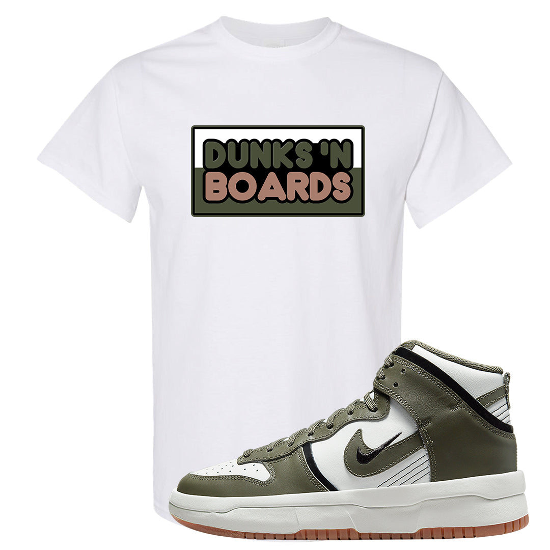 Cargo Khaki Rebel High Dunks T Shirt | Dunks N Boards, White