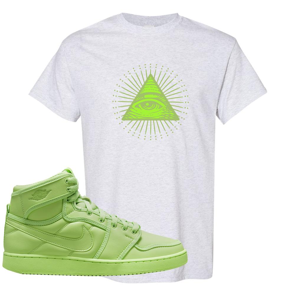 Neon Green KO 1s T Shirt | All Seeing Eye, Ash