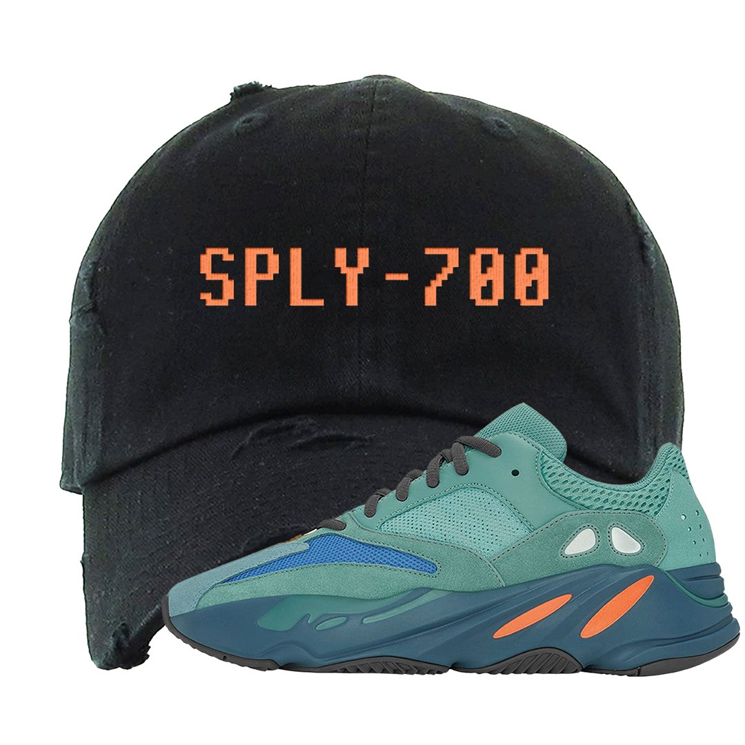 Faded Azure 700s Distressed Dad Hat | Sply-700, Black