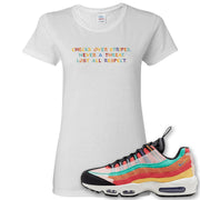 Air Max 95 Black History Month Sneaker White Women's T Shirt | Women's Tees to match Nike Air Max 95 Black History Month Shoes | Checks Over Stripes