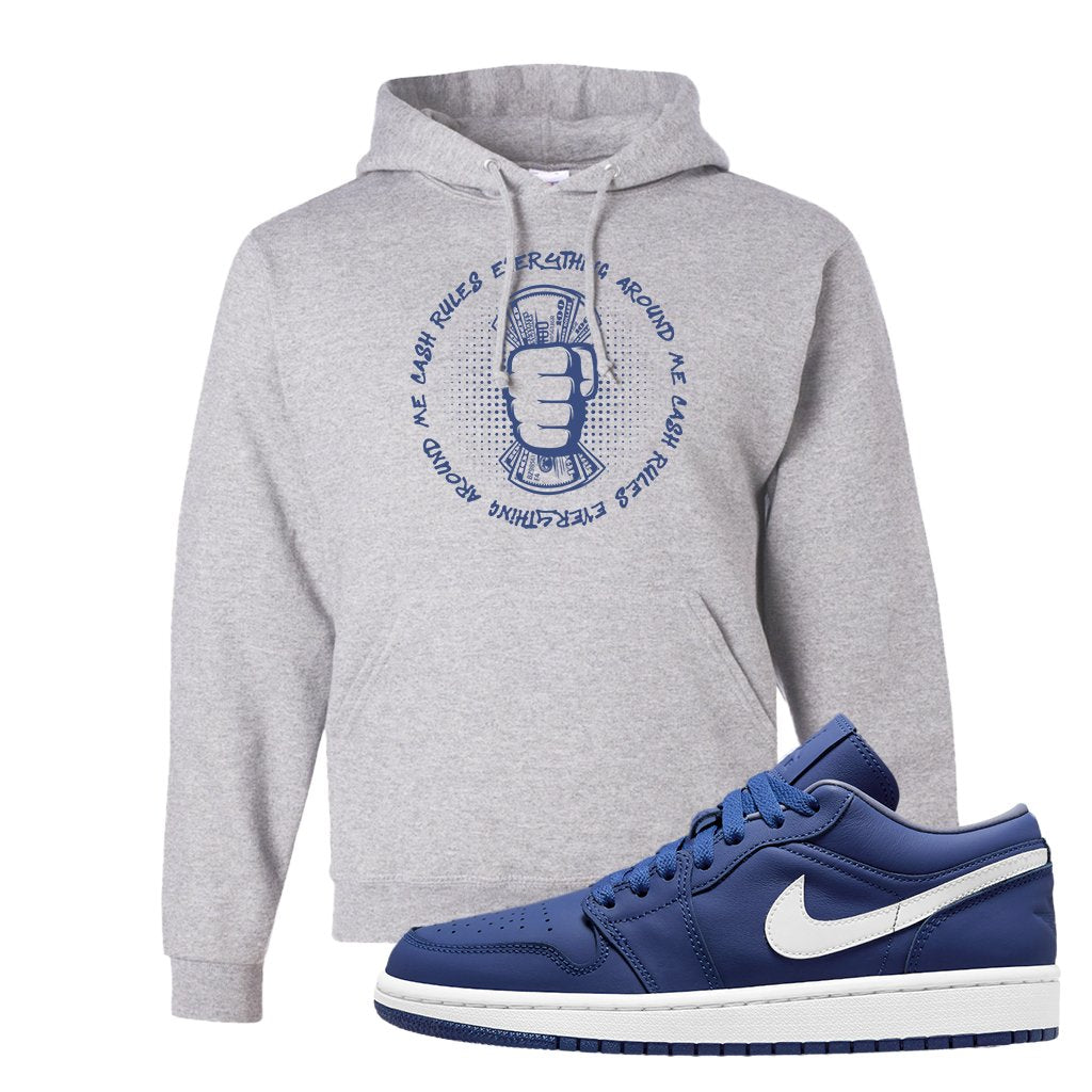 WMNS Dusty Blue Low 1s Hoodie | Cash Rules Everything Around Me, Ash