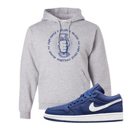 WMNS Dusty Blue Low 1s Hoodie | Cash Rules Everything Around Me, Ash