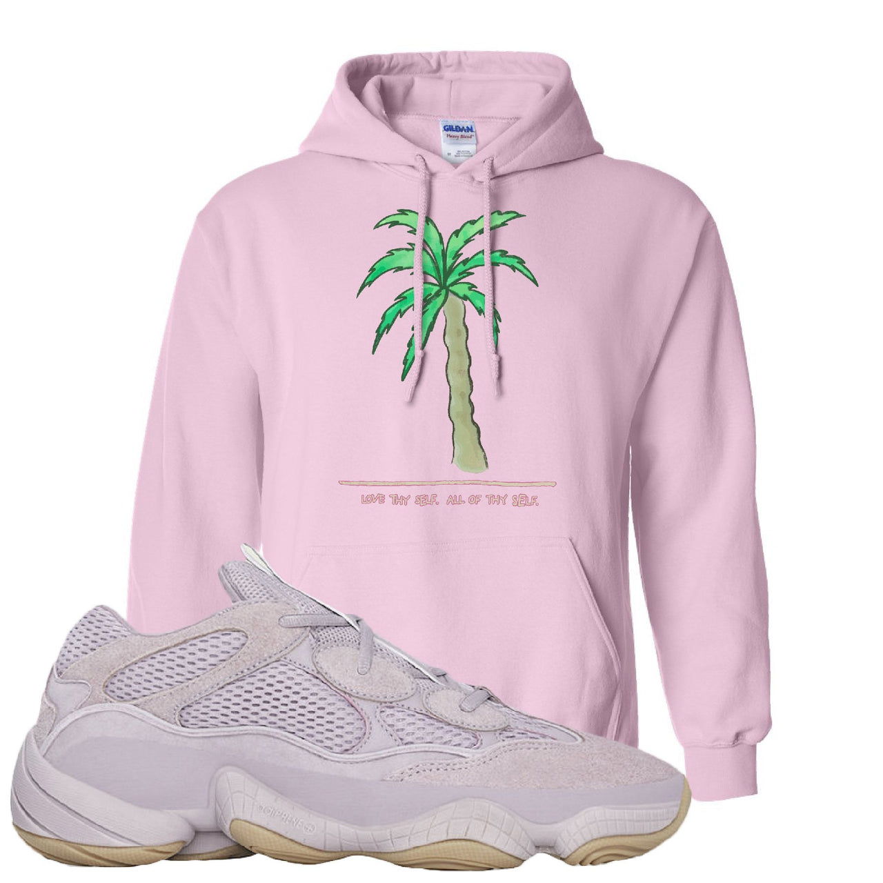 Yeezy 500 Soft Vision Love Thyself Palm Classic Pink Sneaker Hook Up Pullover Hoodie