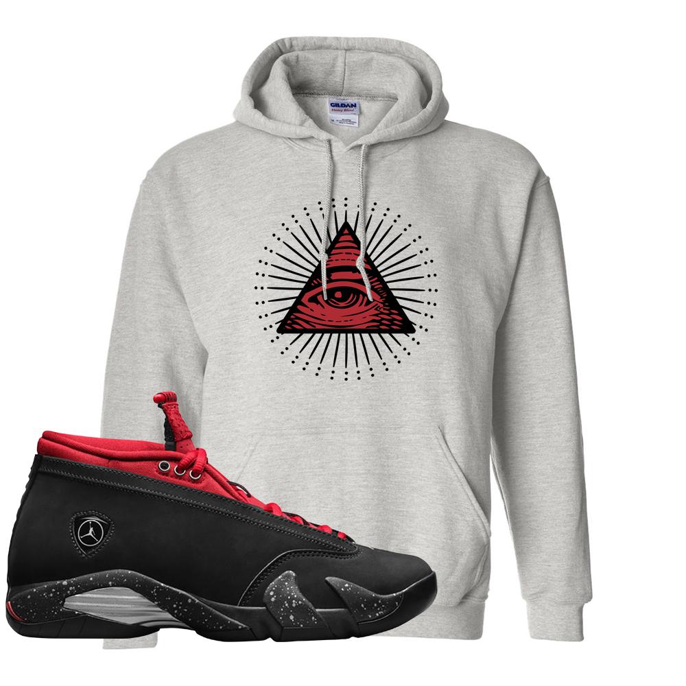 Red Lipstick Low 14s Hoodie | All Seeing Eye, Ash