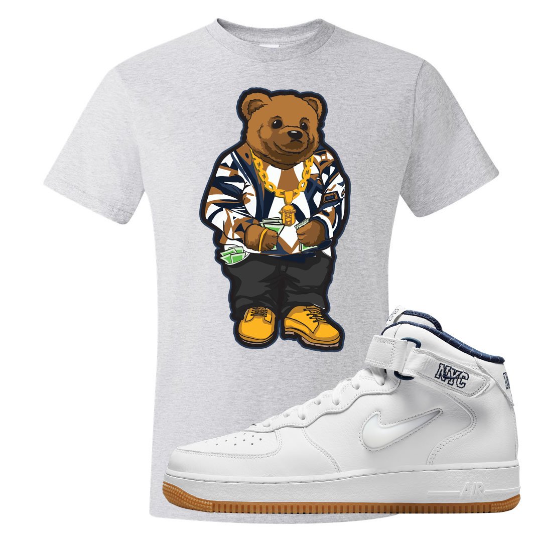 White NYC Mid AF1s T Shirt | Sweater Bear, Ash