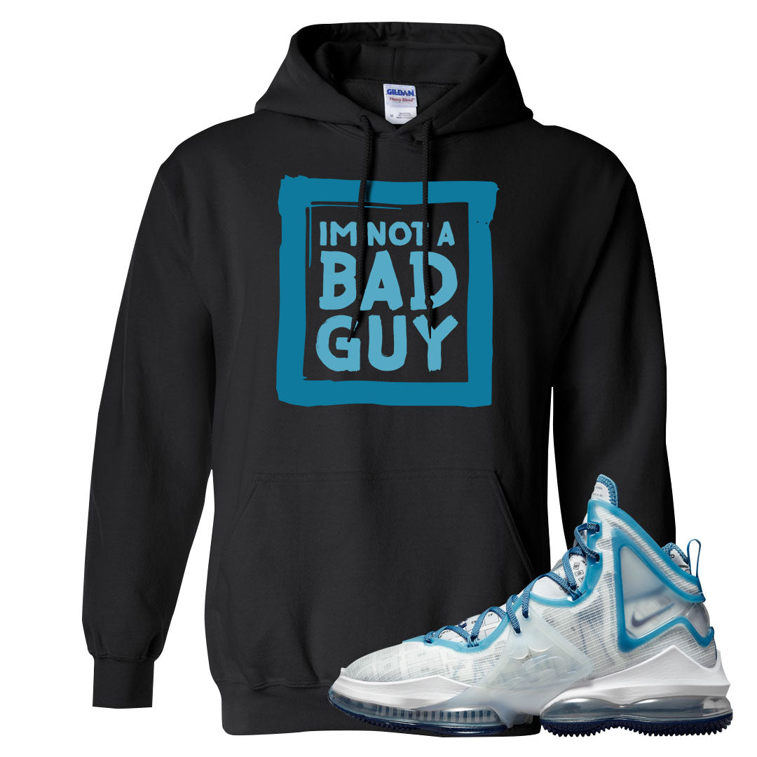 White Blue Space Bron 19s Hoodie | I'm Not A Bad Guy, Black