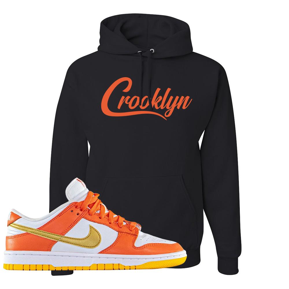 Golden Orange Low Dunks Hoodie | Crooklyn, Black