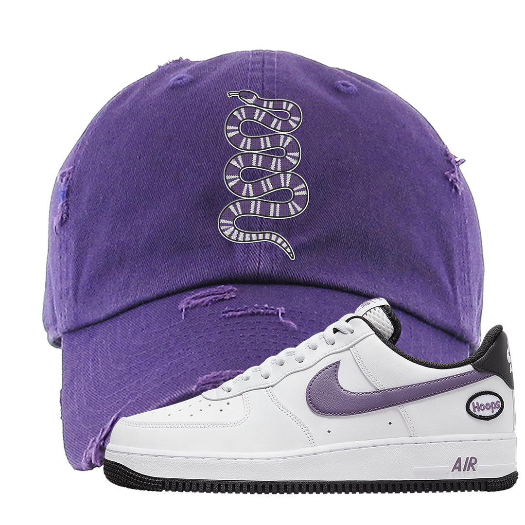 Canyon Purple Hoop AF1s Distressed Dad Hat | Coiled Snake, Purple