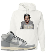 Aged Greyscale High Dunks Hoodie | Escobar Illustration, White