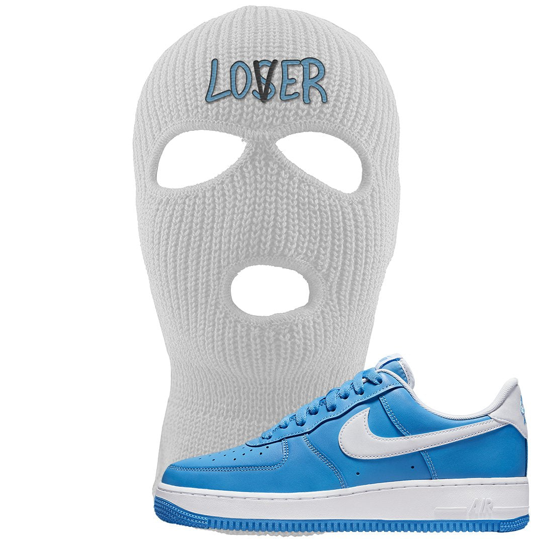 University Blue Low AF1s Ski Mask | Lover, White
