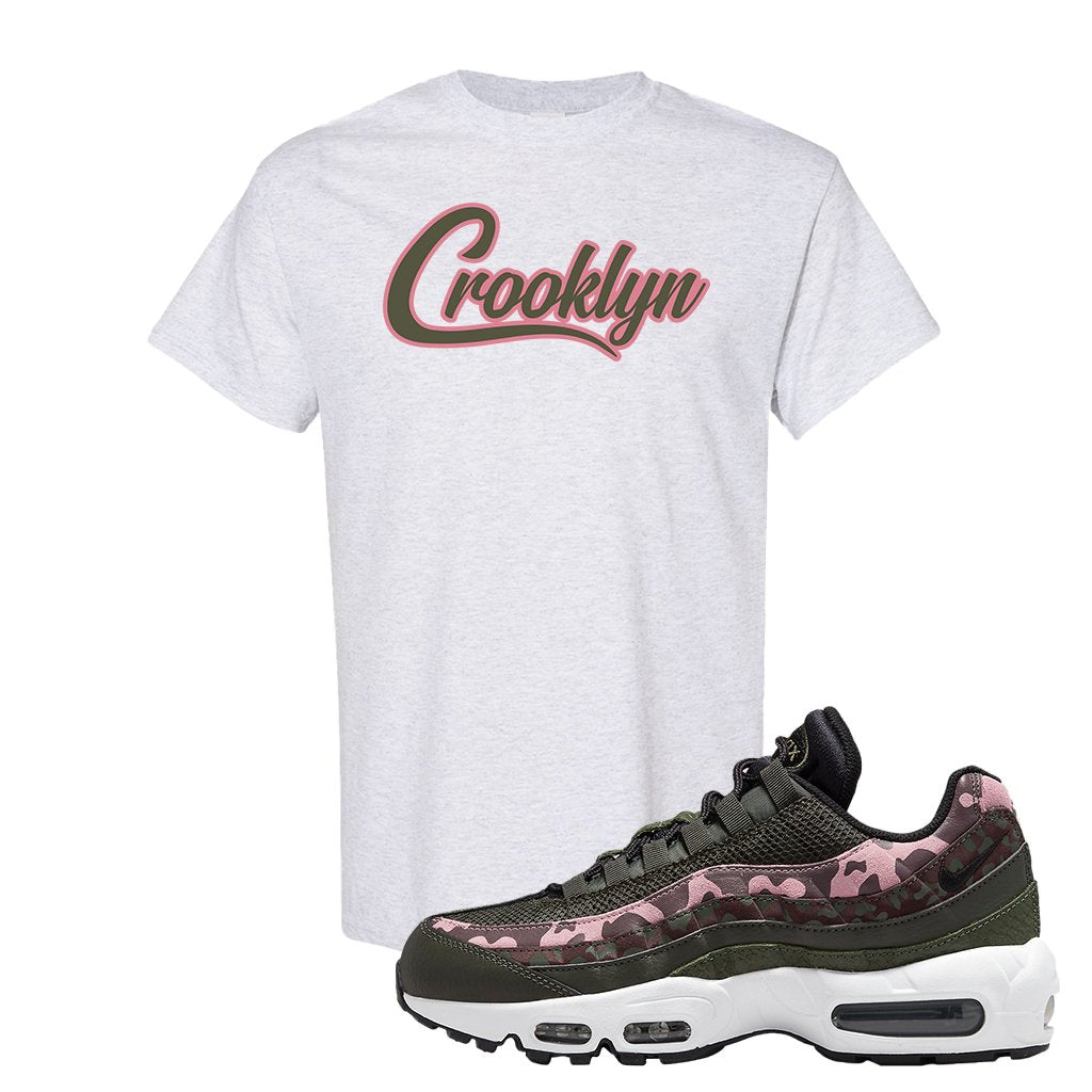 Olive Pink Camo 95s T Shirt | Crooklyn, Ash