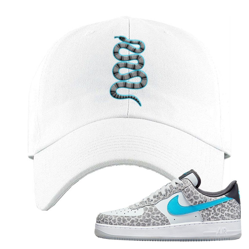 Purple Platinum Leopard Low Force 1s Dad Hat | Coiled Snake, White