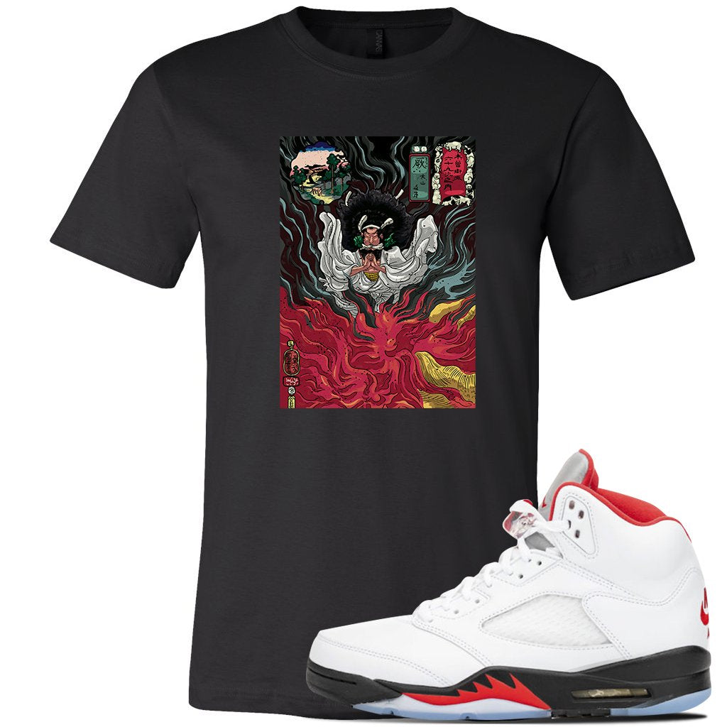 Jordan 5 OG Fire Sneaker Black T Shirt | Tees to match Nike Air Jordan 5 OG Fire Shoes | Mastering Fire