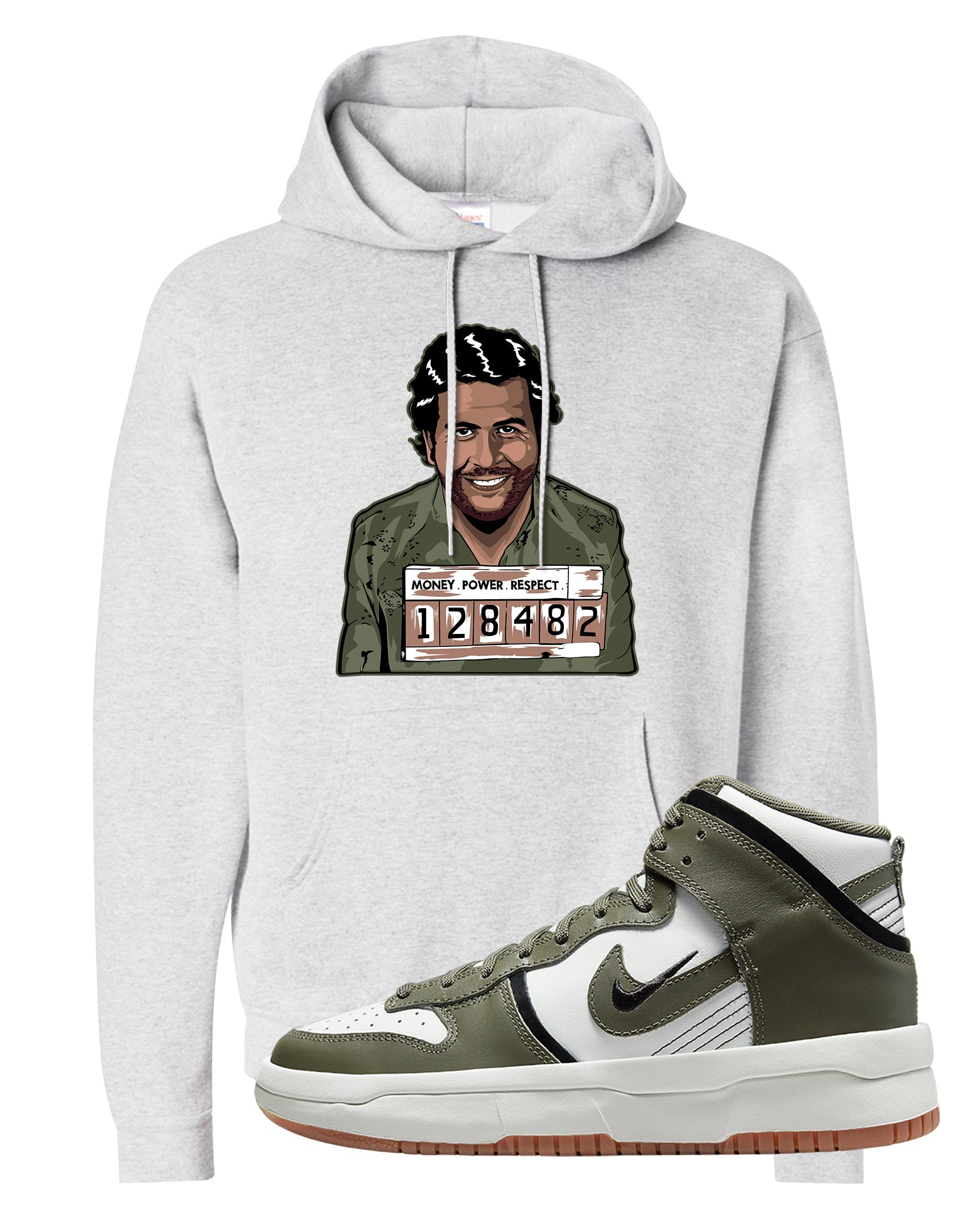 Cargo Khaki Rebel High Dunks Hoodie | Escobar Illustration, Ash