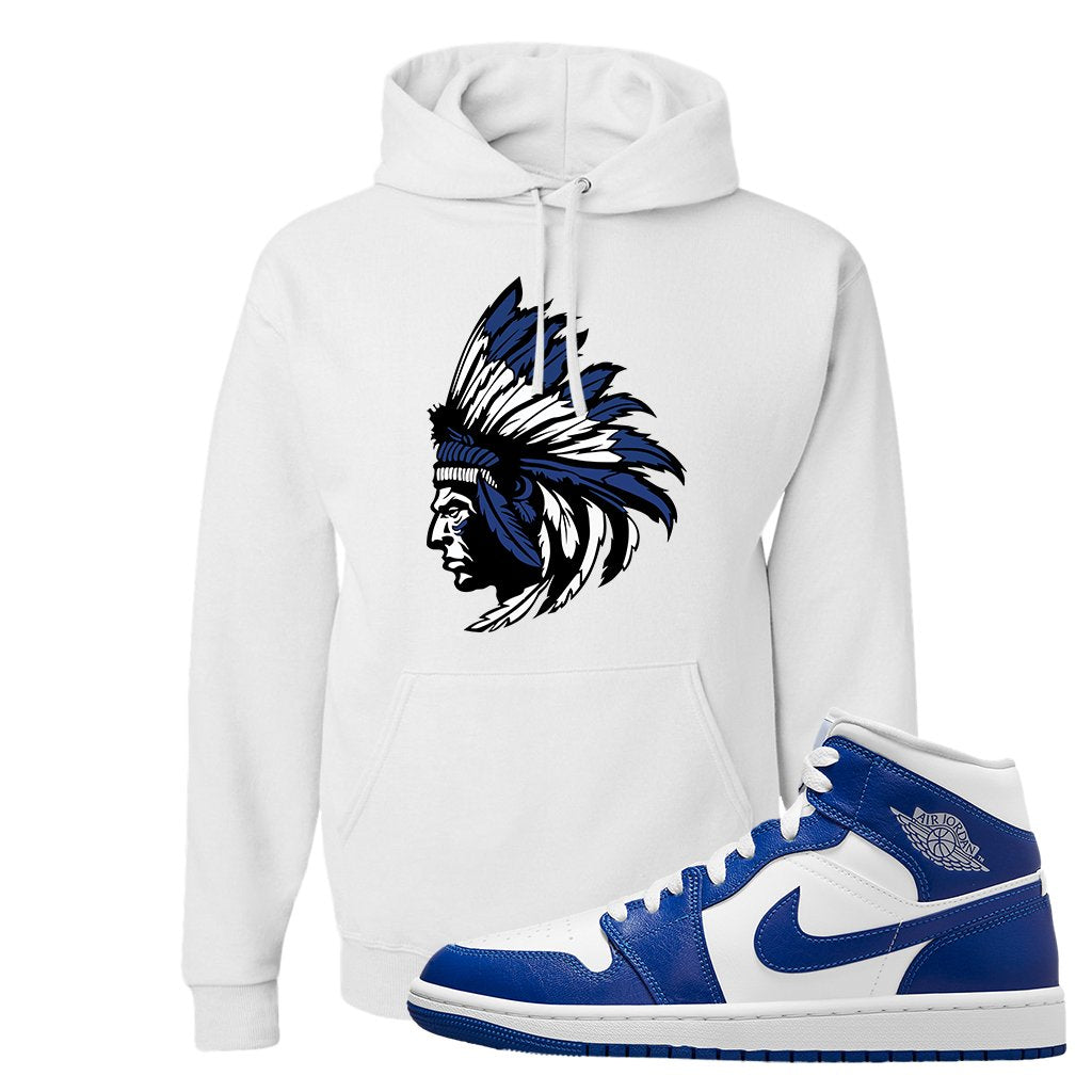 Air Jordan 1 Mid Kentucky Blue Hoodie | Indian Chief, White