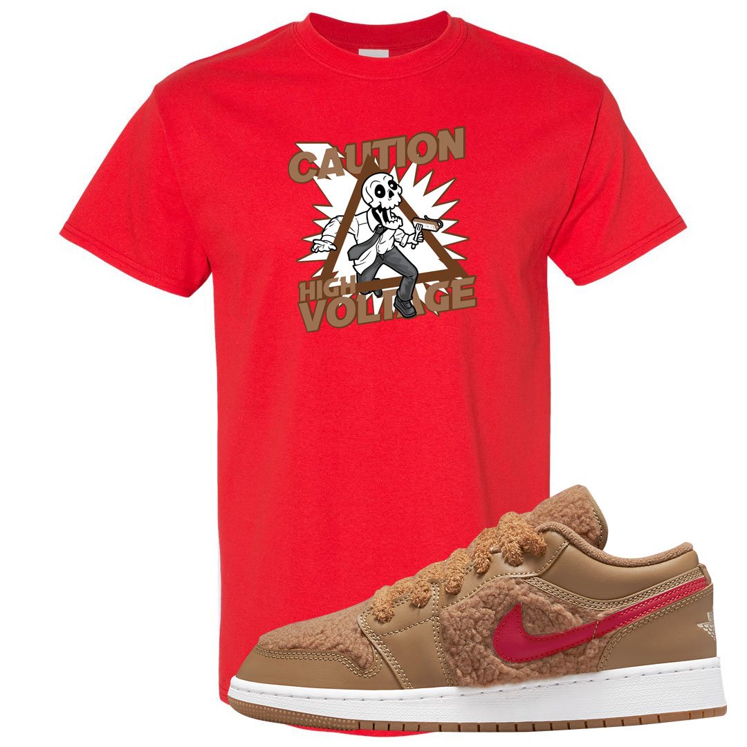 Teddy Bear Low 1s T Shirt | Caution High Voltage, Red