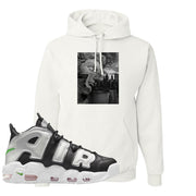 Black Silver Uptempos Hoodie | Miguel, White