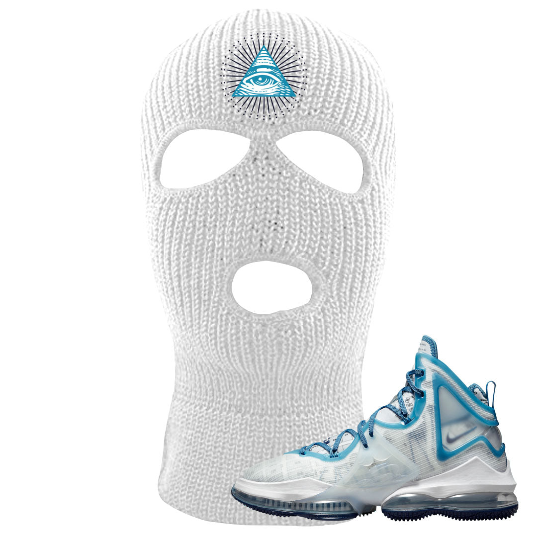 White Blue Space Bron 19s Ski Mask | All Seeing Eye, White