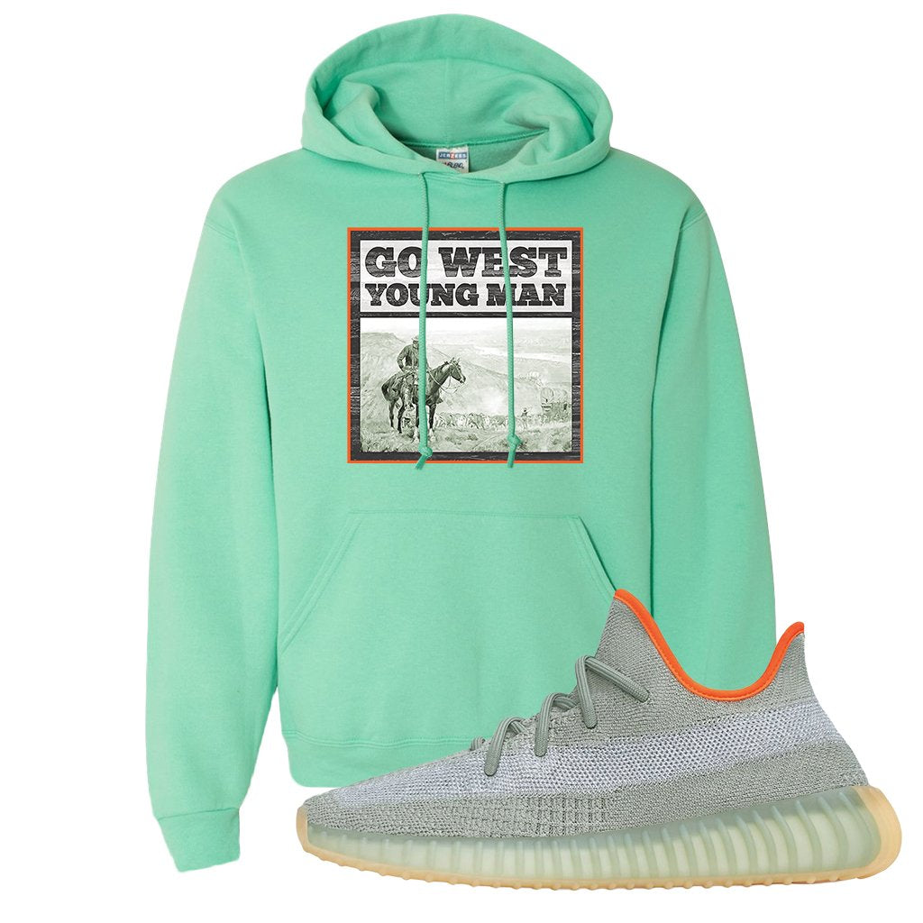 Yeezy 350 V2 Desert Sage Sneaker Pullover Hoodie | Go West Young Man | Cool Mint