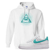 Washed Teal Low 1s Hoodie | All Seeing Eye, White