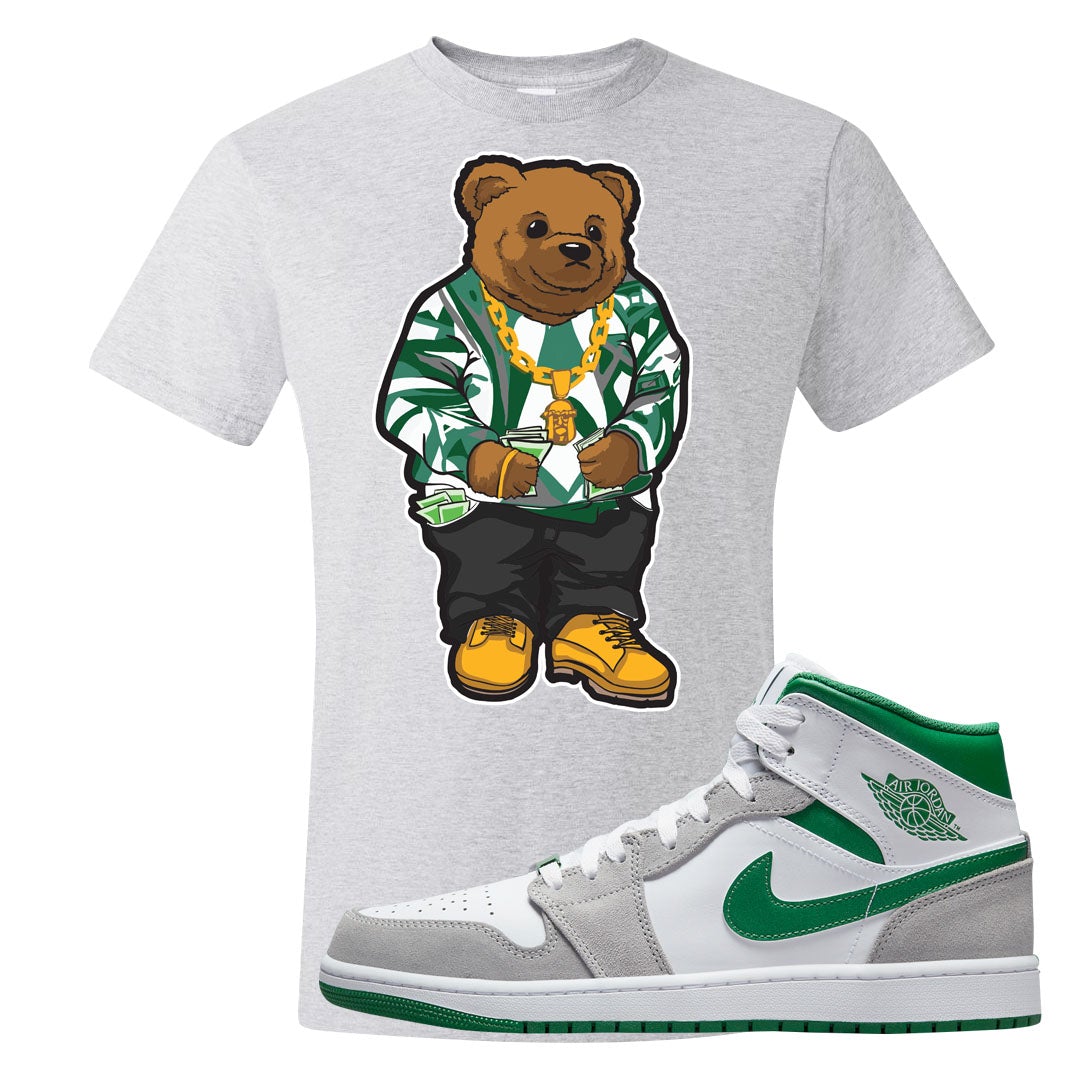 Light Smoke Pine Green Mid 1s T Shirt | Sweater Bear, Ash