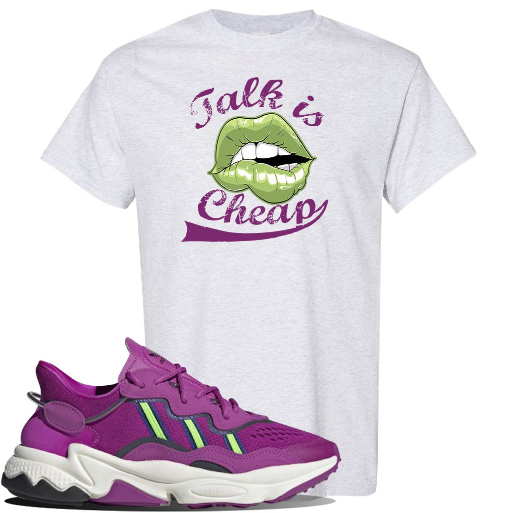 Ozweego Vivid Pink Sneaker Ash T Shirt | Tees to match Adidas Ozweego Vivid Pink Shoes | Talk is Cheap