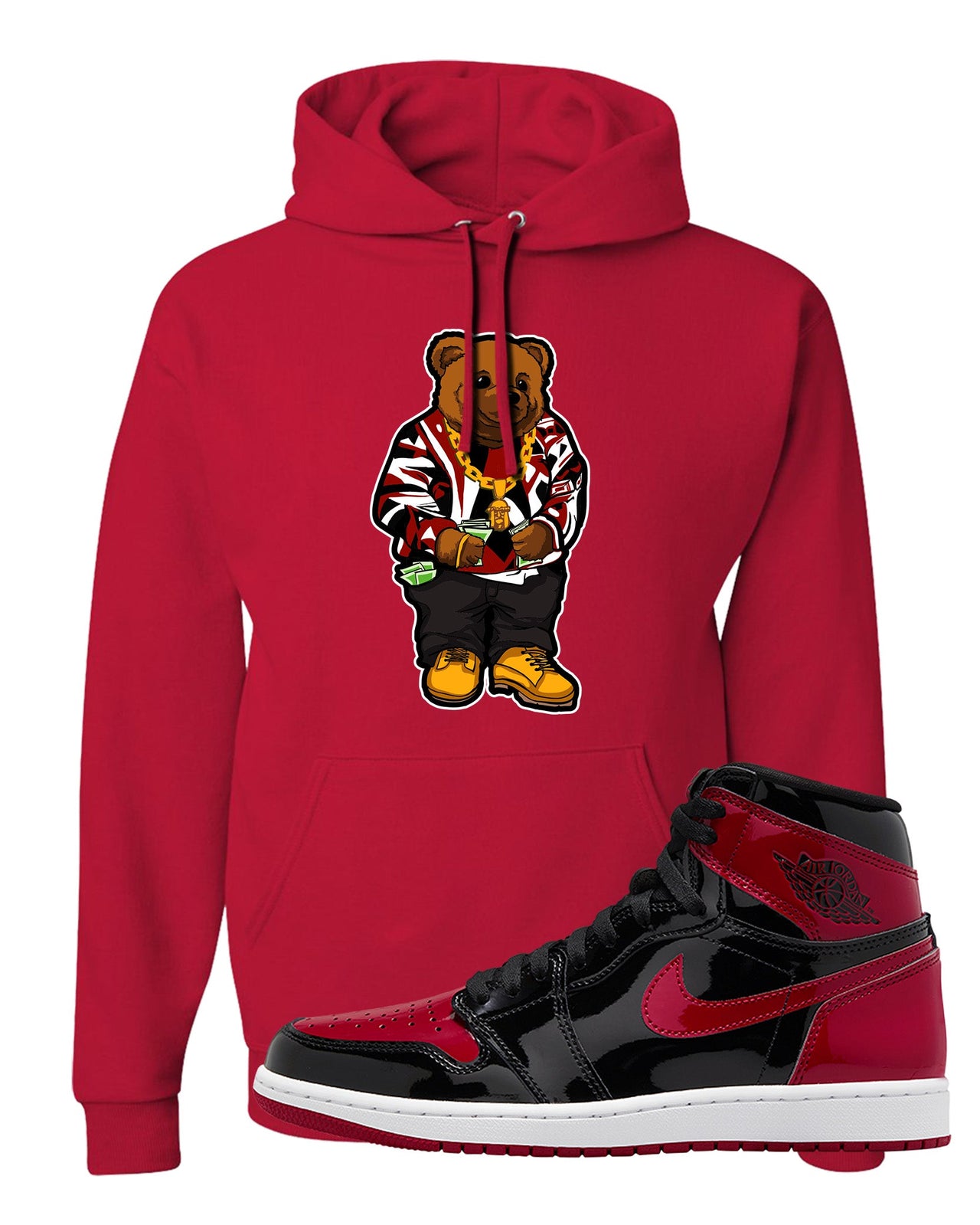 Patent Bred 1s Hoodie | Sweater Bear, Red